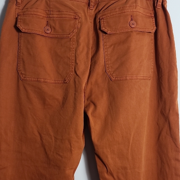 LUCKY BRAND Rust Orange Colored Pants With Blue Stripes Down Side Size 12/31 - Picture 14 of 16
